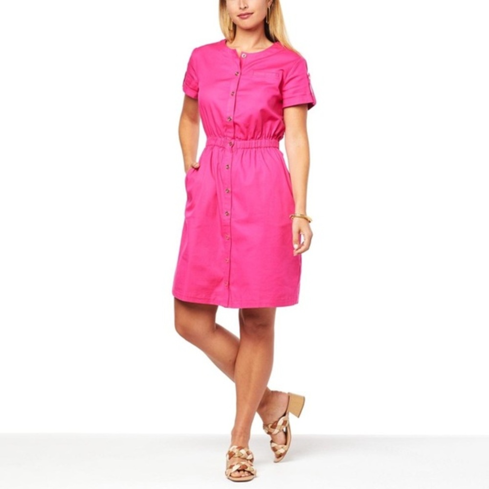 NWT H Halston pink button front dress